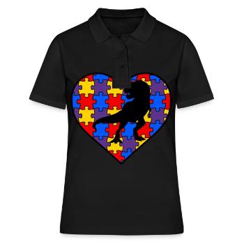 AUTISM AWARENESS DINO autisme cadeau autiste - Polo Femme - noir - Devant - Ailine (174cm)