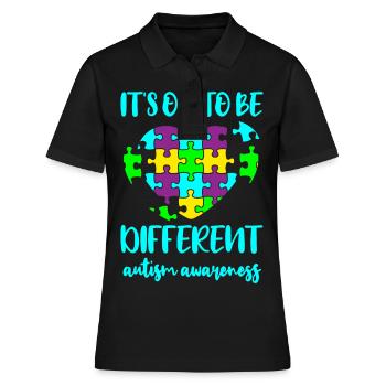 AUTISM DIFFERENT IS OK Cadeau pour les personnes autistes - Polo Femme - noir - Devant - Ailine (174cm)