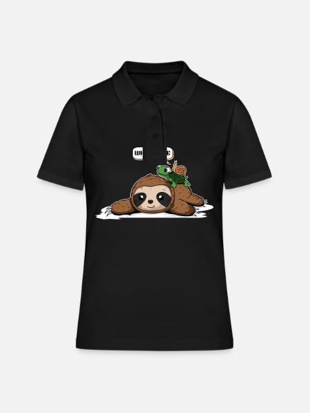 Schnecke und Schildkröte reiten auf Faultier. - Frauen Polo Shirt - Schwarz