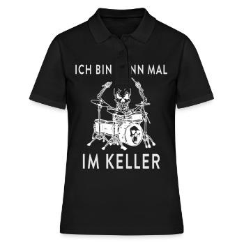 Ich bin dann mal im Keller Schlagzeug - Frauen Polo Shirt - Schwarz - Vorne - Ailine (174cm)