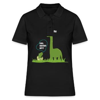 Papa Existiert Gott Dinosaurier Atheist - Frauen Polo Shirt - Schwarz - Vorne - Ailine (174cm)