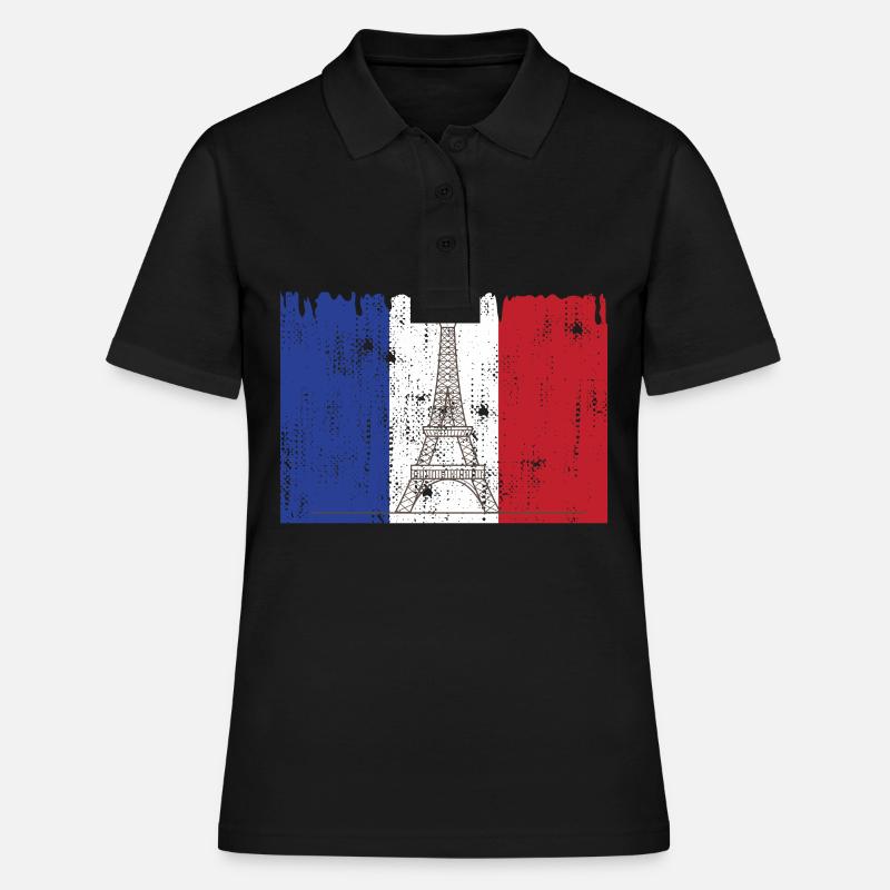 Drapeau français Tour Eiffel - Polo Femme - noir