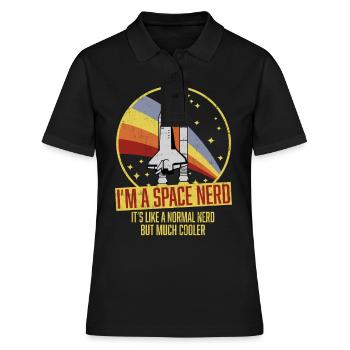 Navette spatiale drôle rétro astronome nerd de l'espace - Polo Femme - noir - Devant - Ailine (174cm)