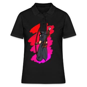 Anime Manga Bogenschütze Geschenk für Bogen Fans - Frauen Polo Shirt - Schwarz - Vorne - Ailine (174cm)