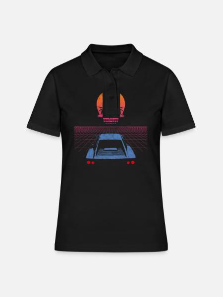 Synthwave Retrowave Aesthetic Vintage Drive - Polo Femme - noir