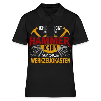 Ich bin nicht nur der Hammer Werkzeugkasten Werker - Frauen Polo Shirt - Schwarz - Vorne - Ailine (174cm)