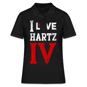 i love hartz IV 4 ich liebe hartz IV 4 arbeitslos - Frauen Polo Shirt - Schwarz - Vorne - Ailine (174cm)