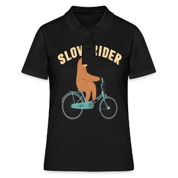 cycliste lent vélo cyclisme paresseux lentement - Polo Femme - noir - Devant - Ailine (174cm)