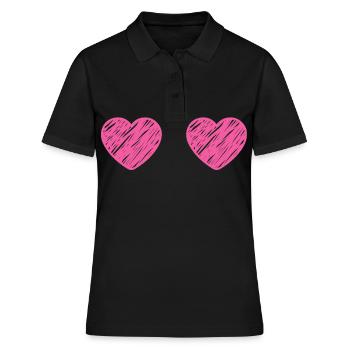 BOOBIES Brustkrebs Geschenk Pink Ribbon - Frauen Polo Shirt - Schwarz - Vorne - Ailine (174cm)