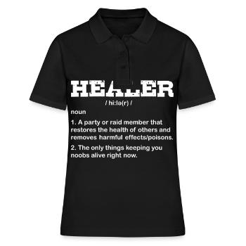 RAID HEALER Cool Gamer Gaming Drôle de joueur - Polo Femme - noir - Devant - Ailine (174cm)