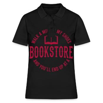 Libraire Bouquin vermisseeux de livres - Polo Femme - noir - Devant - Ailine (174cm)