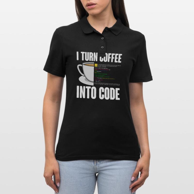 Funny Computer Coffee Programmer Design Women's Polo Shirt