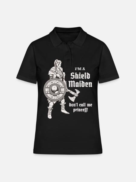 Soturinainen | Shieldmaid oikeille viikinkisyineille - Naisten pikeepaita - musta