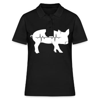 végétarien végétarien végétalien go vegan pig friend - Polo Femme - noir - Devant - Ailine (174cm)