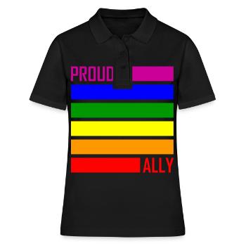 PROUD ALLY LGBT Pride Gay Pride Month Drapeau LGBTQ - Polo Femme - noir - Devant - Ailine (174cm)