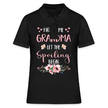 La future grand-mère Omi Fleurs Grands-parents les plus grands - Polo Femme - noir - Devant - Ailine (174cm)