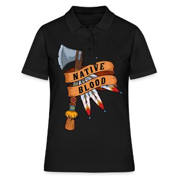 Indianer - Frauen Polo Shirt - Schwarz - Vorne - Ailine (174cm)