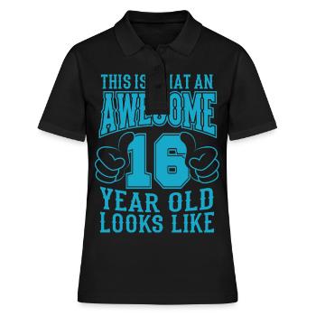 J’ai 16 ans 16 ans de vie garçons 16 ans - Polo Femme - noir - Devant - Ailine (174cm)
