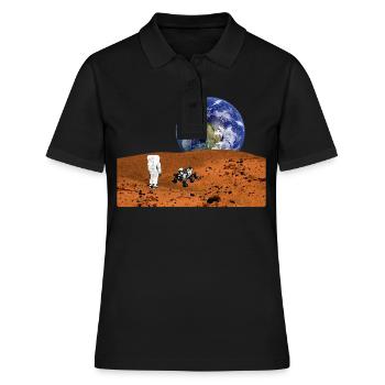vue de la lune sur la terre avec astronaut rover - Polo Femme - noir - Devant - Ailine (174cm)
