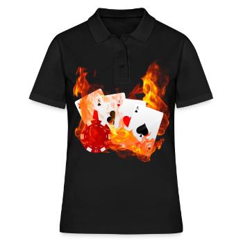 Poker Pokerspieler Texas Holdem - Frauen Polo Shirt - Schwarz - Vorne - Ailine (174cm)