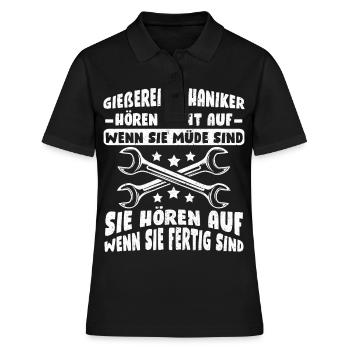Gießereimechaniker Eisengießer Gießer - Frauen Polo Shirt - Schwarz - Vorne - Ailine (174cm)