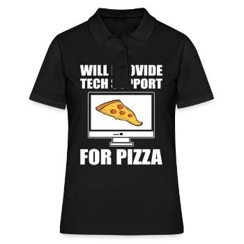 Will Provide Tech Support For Pizza Tech Support - Women's Polo Shirt - black - Front - Ailine (174cm)