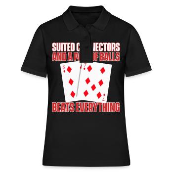 Poker Pokerspieler Texas Holdem - Frauen Polo Shirt - Schwarz - Vorne - Ailine (174cm)