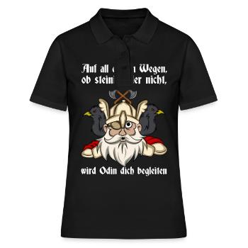 Wikinger Odin Spruch Odin Wird Dich Begleiten - Frauen Polo Shirt - Schwarz - Vorne - Ailine (174cm)