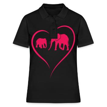 Eléphants Pachydermes Proboscis Afrique Trompette Éléphant - Polo Femme - noir - Devant - Ailine (174cm)