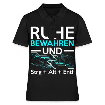 Keep Calm and Ctrl + Alt + Del Tech Support Tech - Frauen Polo Shirt - Schwarz - Vorne - Ailine (174cm)