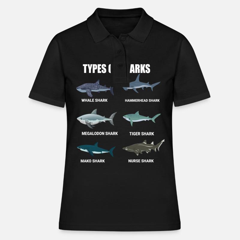Requin Shark Fin Requin Blanc Requin Baleine Requin Requin - Polo Femme - noir
