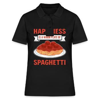 Le bonheur est une assiette chaude d’amateurs de pâtes spaghetti - Polo Femme - noir - Devant - Ailine (174cm)