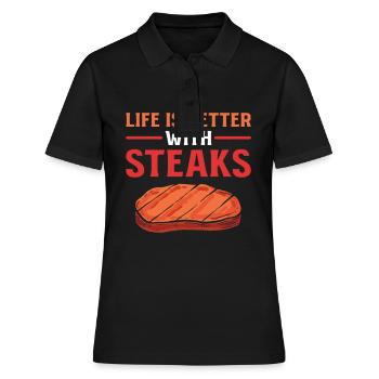 Grillades BBQ Griller Grill Saison Viande Gril - Polo Femme - noir - Devant - Ailine (174cm)