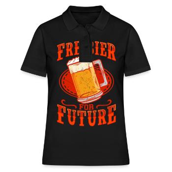 Biertrinker Freibier For Future - Frauen Polo Shirt - Schwarz - Vorne - Ailine (174cm)