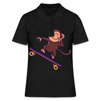 Skateboarder Lustiger Affe Auf Skateboard - Frauen Polo Shirt - Schwarz - Vorne - Ailine (174cm)