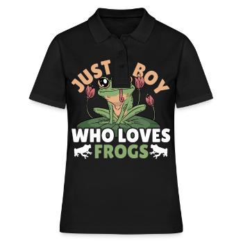 Juste un garçon qui aime les grenouilles Frog Lover - Polo Femme - noir - Devant - Ailine (174cm)