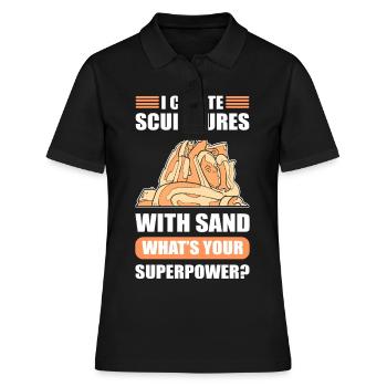 I create Sculptures with Sand Superpower? Sand - Frauen Polo Shirt - Schwarz - Vorne - Ailine (174cm)
