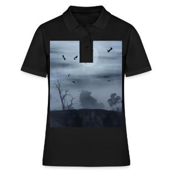 Full Moon Night Full Moon and Bats - Women's Polo Shirt - black - Front - Ailine (174cm)
