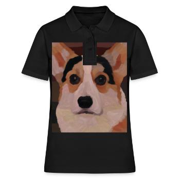 Corgi Portrait Cubisme Chien - Polo Femme - noir - Devant - Ailine (174cm)