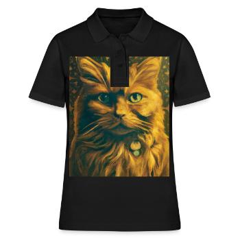 Cat Portrait Gustav Klimt Style Cat - Women's Polo Shirt - black - Front - Ailine (174cm)