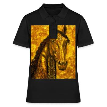Horse Portrait Horse Gustav Klimt Style - Women's Polo Shirt - black - Front - Ailine (174cm)