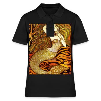 Mermaid Portrait Gustav Klimt Style - Women's Polo Shirt - black - Front - Ailine (174cm)