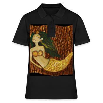 Mermaid Portrait Gustav Klimt Style - Women's Polo Shirt - black - Front - Ailine (174cm)