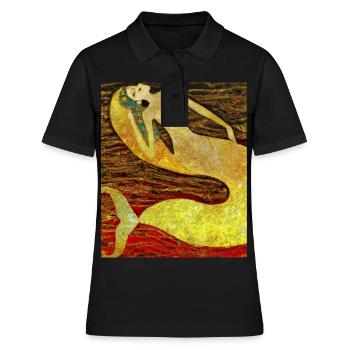 Mermaid Portrait Gustav Klimt Style - Women's Polo Shirt - black - Front - Ailine (174cm)