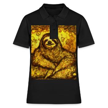 Sloth Portrait Funny Gustav Klimt Style - Women's Polo Shirt - black - Front - Ailine (174cm)