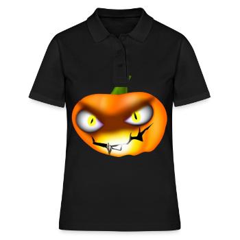 Halloween Kürbis Mit Feurigen Augen - Frauen Polo Shirt - Schwarz - Vorne - Ailine (174cm)