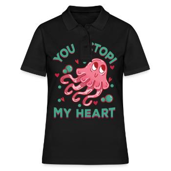 Tintenfisch Krake Oktopus Meer Tentakel Kraken - Frauen Polo Shirt - Schwarz - Vorne - Ailine (174cm)