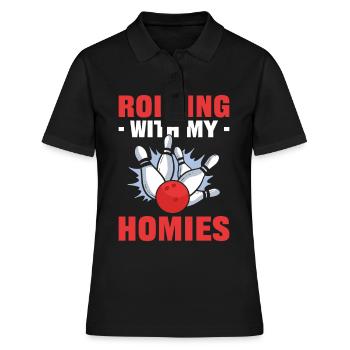 Rouler avec mes homies Bowling Bowling - Polo Femme - noir - Devant - Ailine (174cm)