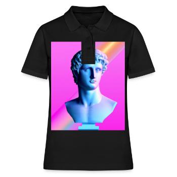 Vaporwave Statue Römische Büste - Frauen Polo Shirt - Schwarz - Vorne - Ailine (174cm)