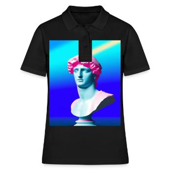Vaporwave Statue Römische Büste - Frauen Polo Shirt - Schwarz - Vorne - Ailine (174cm)